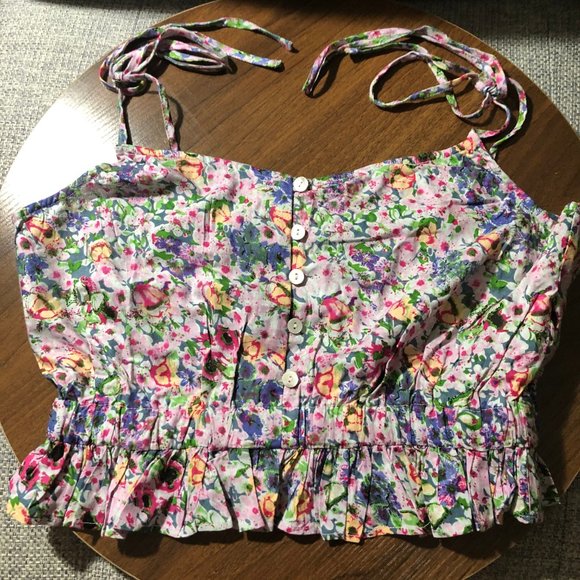 New! Brave Soul Aona Cropped Button front Cami in Ditsy Floral Print - Picture 5 of 10
